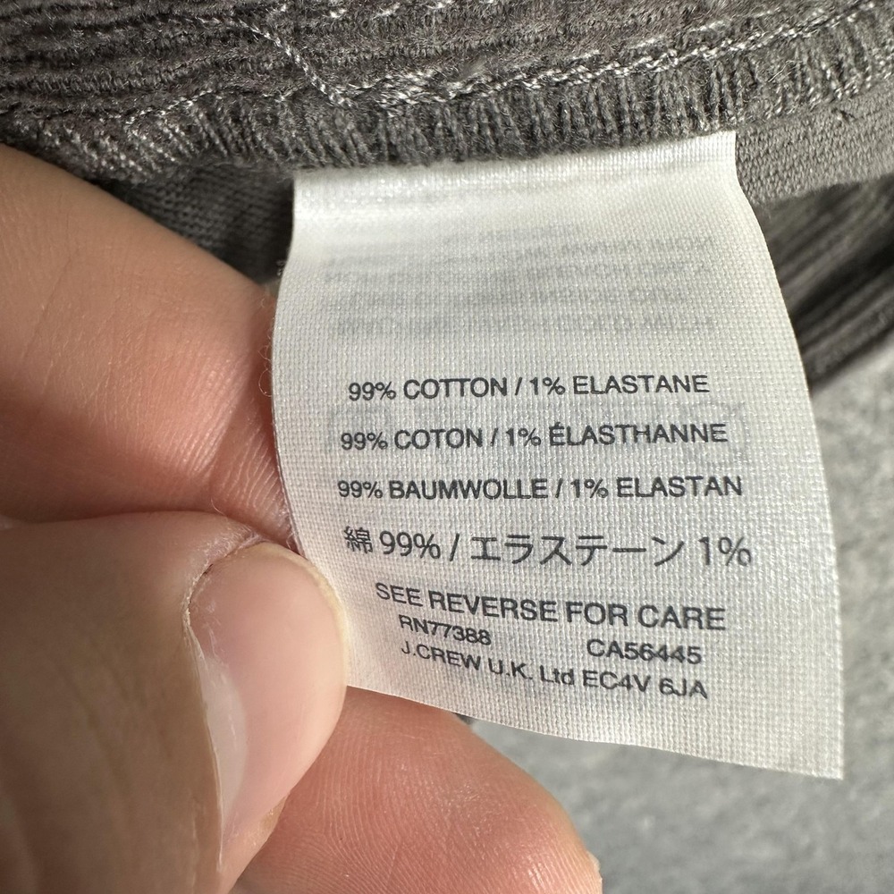 J.Crew Pants Mens 33x32 Gray 770 Stretch Corduroy Slim Straight 5 Pocket Casual - Picture 14 of 16